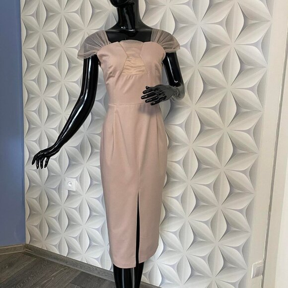 Elegant beige dress, Made in Europe, Size - S/P - Picture 1 of 3